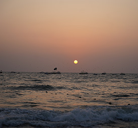 Sunset view over Arabian Sea at Calangute Beach Goa