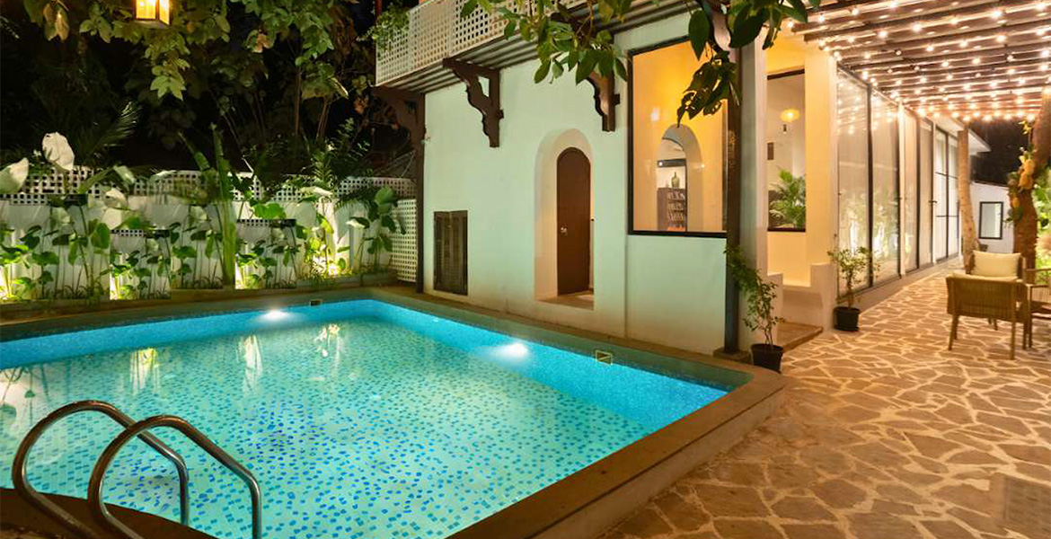 Villa with private pool near Nega Baga Beach in Goa.