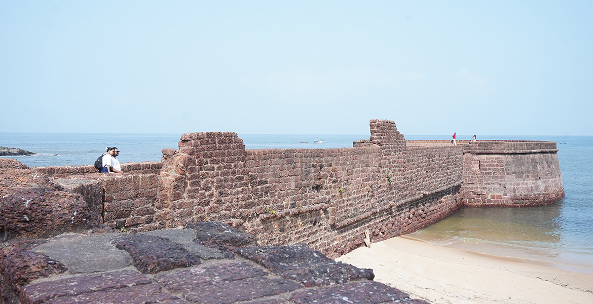 Historic Aguada Fort near Baga Beach overlooking the Arabian Sea in Goa