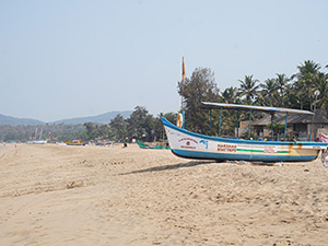 Boat on the sandy shore at Agonda Beach, Goa
