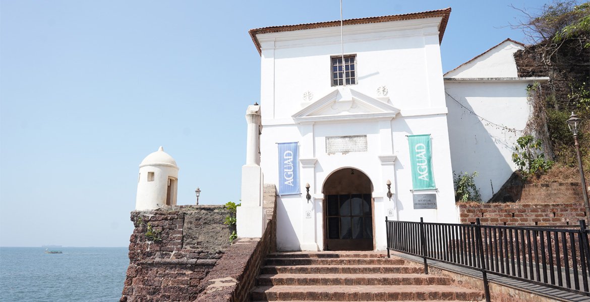 Aguada Jail Museum Goa white building overlooking the Arabian Sea