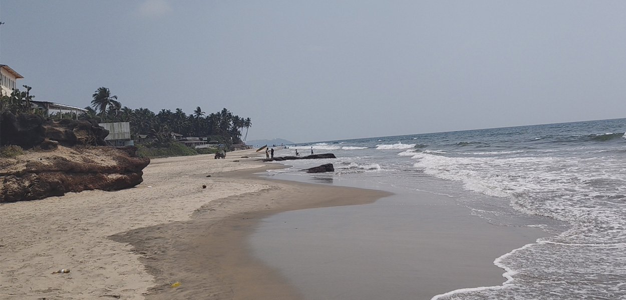 Ashwem Beach Goa shoreline with rocky coast