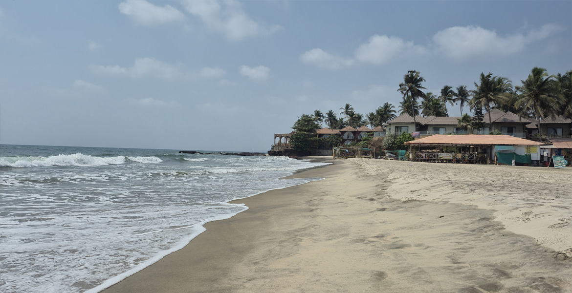 Ashwem Beach shoreline in Goa