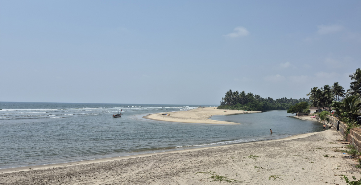 River mouth at Ashwem Beach Goa