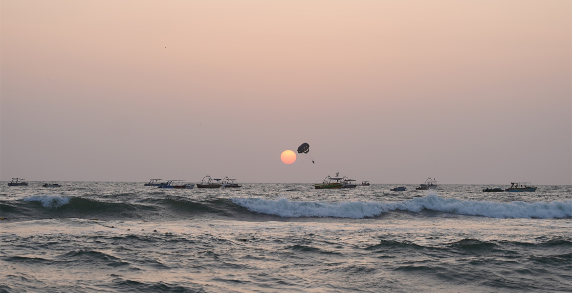 Sunset with parasailing at Calangute Beach Goa