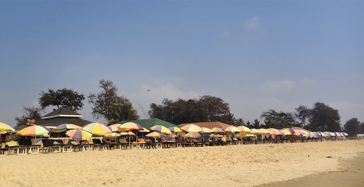 Beach lounges at Cavelossim Beach Goa