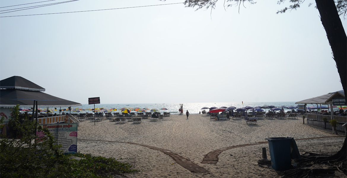 Entrance to the beach shacks at Cavelossim Beach, Goa