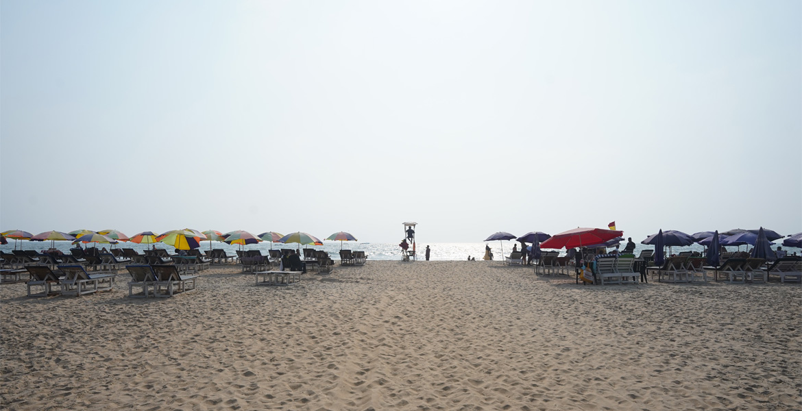 Sun loungers at Cavelossim Beach Goa