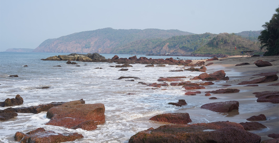 Rocky coastline at Cola Beach, Goa