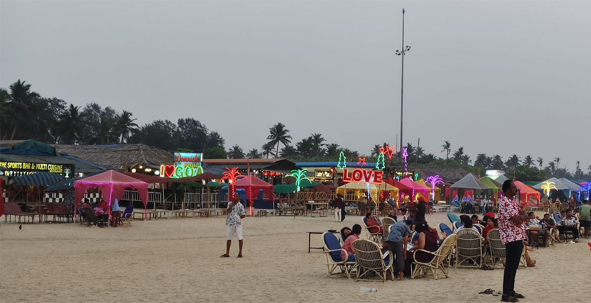 Beach restaurants at Colva Beach Goa