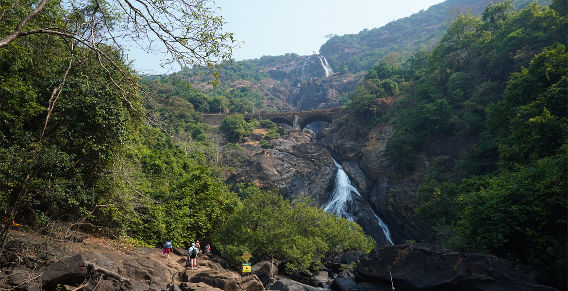 Full view of Dudhsagar Falls, Goa