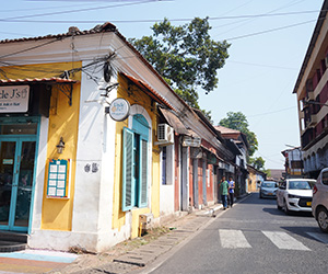 Colourful Portuguese street in Fontainhas Goa