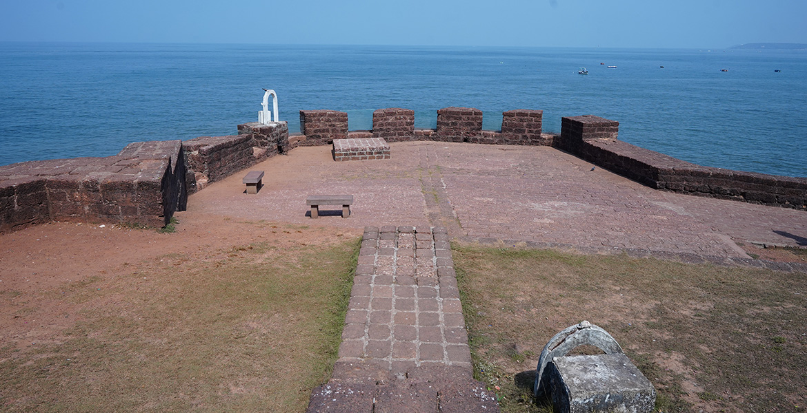 Sea view from the historic Fort Aguada in Goa overlooking the Arabian Sea