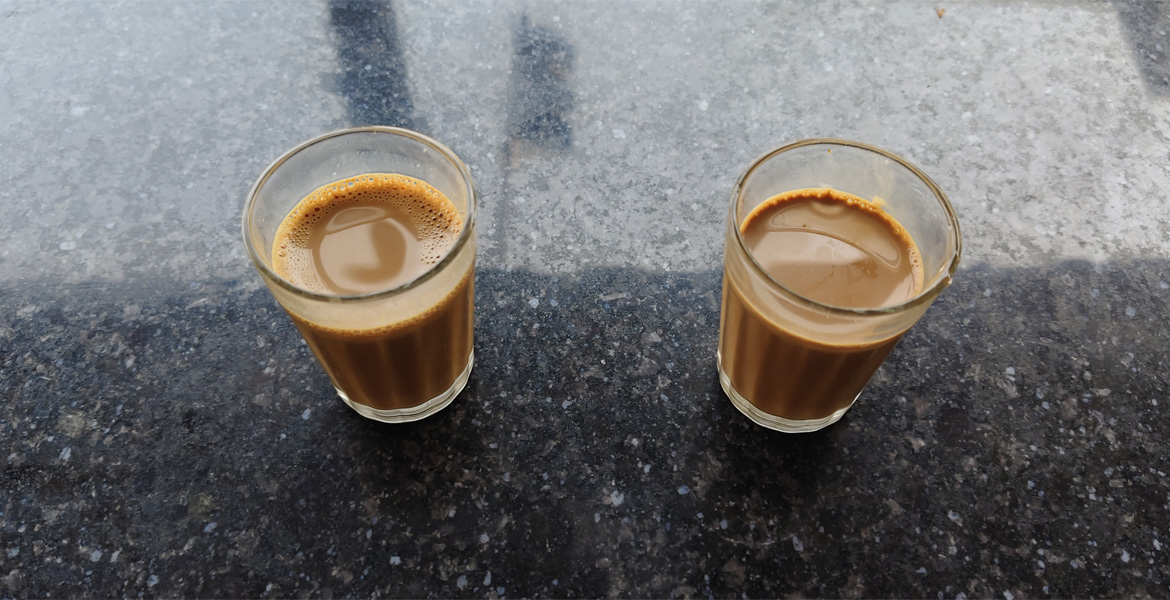 Two cups of Indian chai tea served in Goa