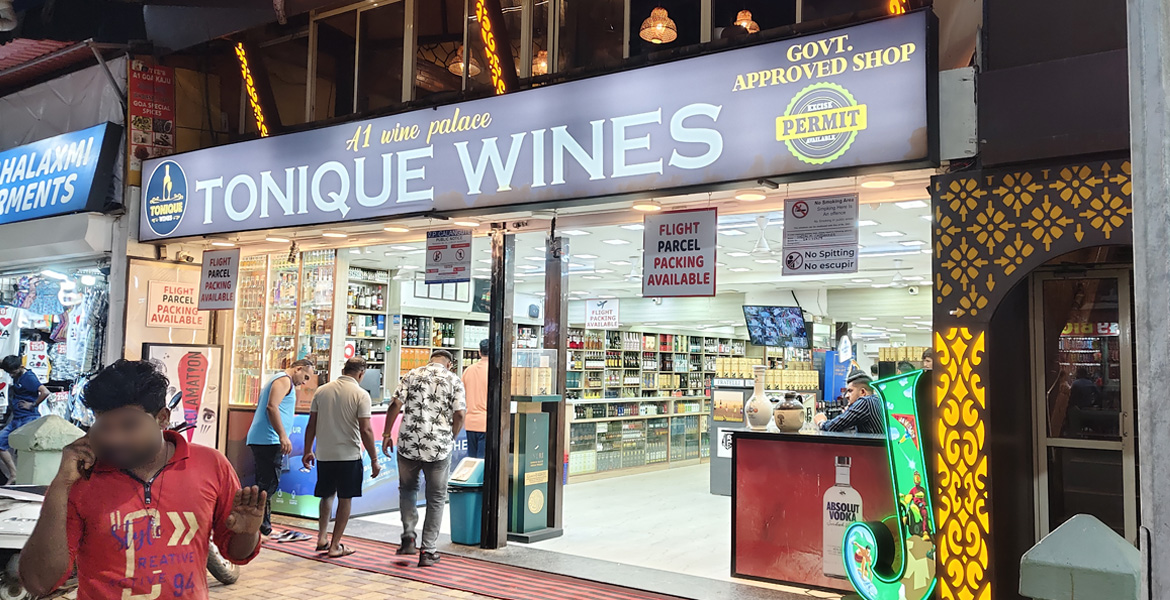 Government-approved wine shop in Goa with a wide selection of wines