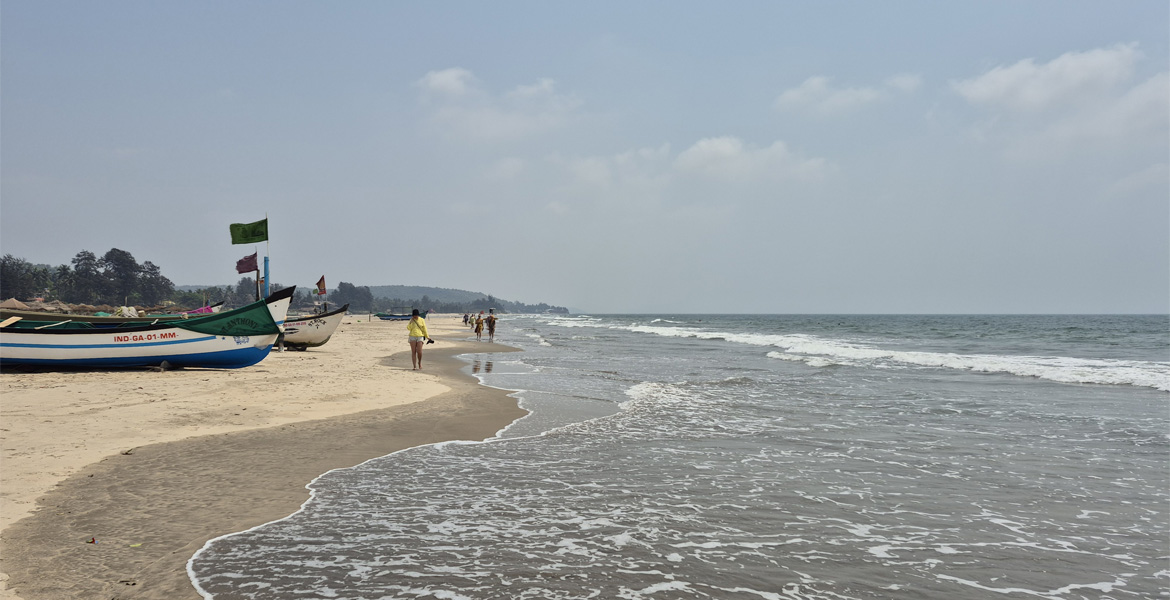Fishing boats on the shore at Mandrem Beach Goa