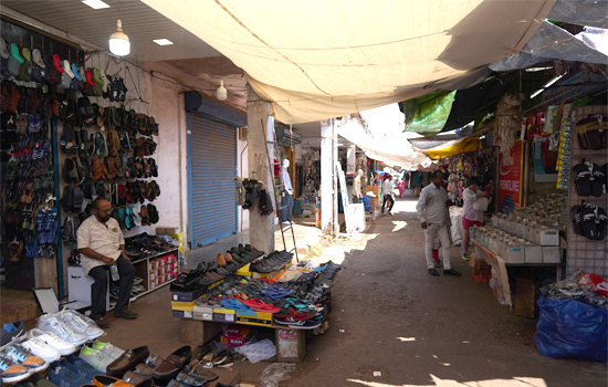 Shopping stalls at Mapusa Market, Goa