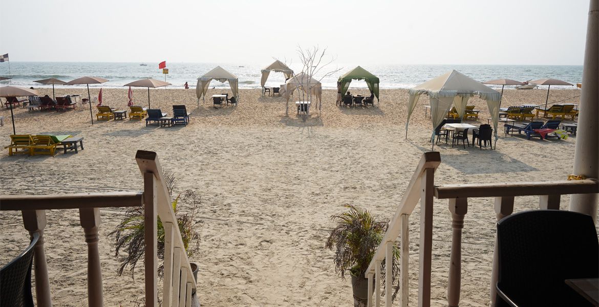 Beachfront seating at Mobor Beach Goa
