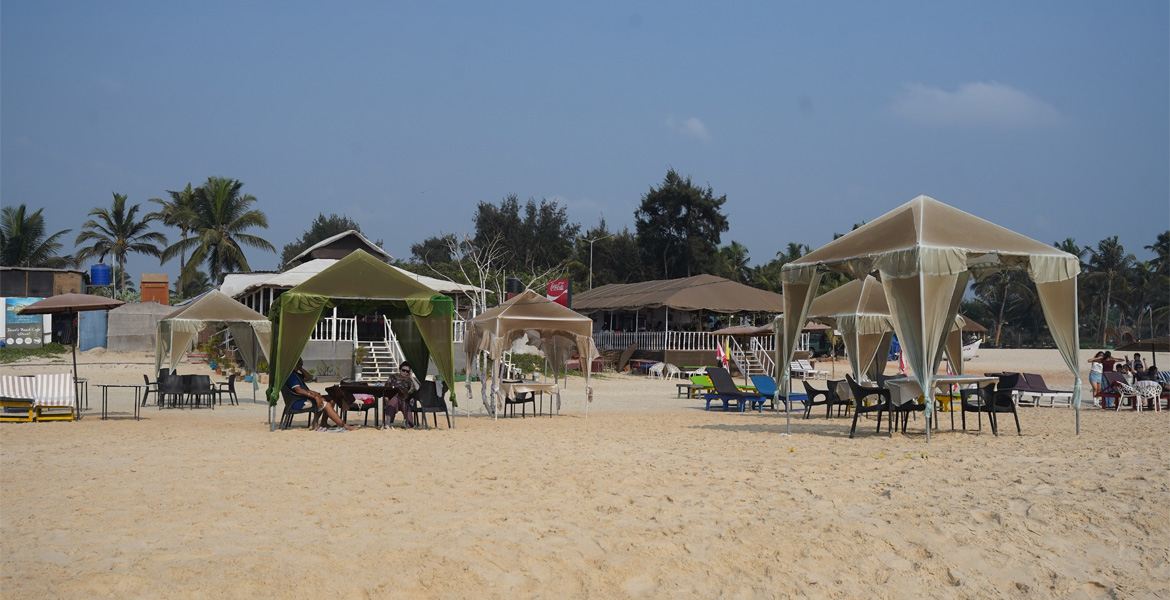Beachfront restaurant at Mobor Beach, Goa