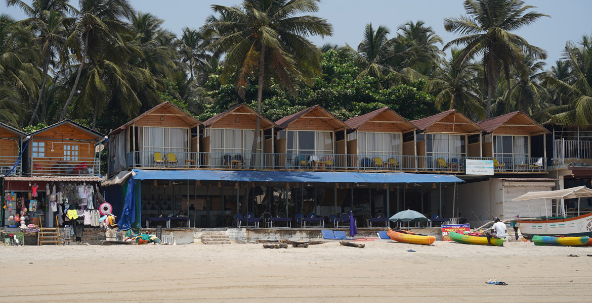 Beachfront cottages at Palolem Beach Goa