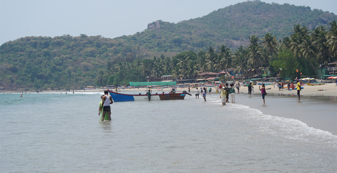 Fishing boat on the shoreline at Palolem Beach Goa