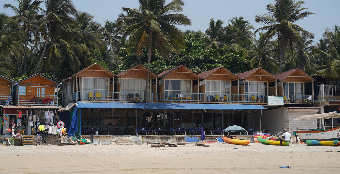 Beachfront cottages at Palolem Beach, Goa