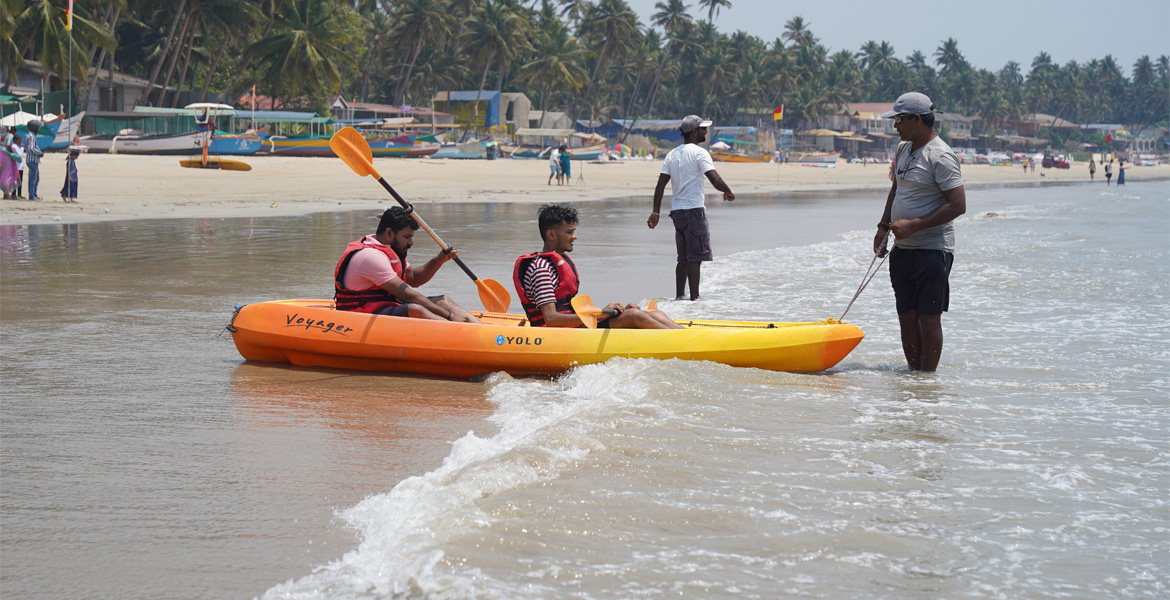 People kayaking at Palolem Beach, Goa