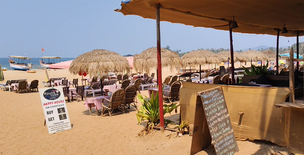 Beachfront restaurant at Patnem Beach, Goa