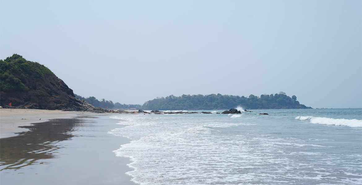 Coastline and sea view at Patnem Beach, Goa