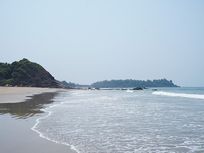 Waves along the coastline at Patnem Beach, Goa.