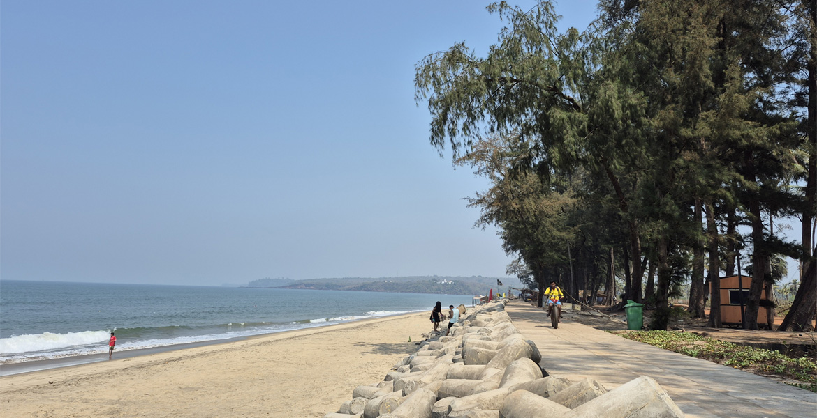 Coastal walkway at Querim Beach, Goa