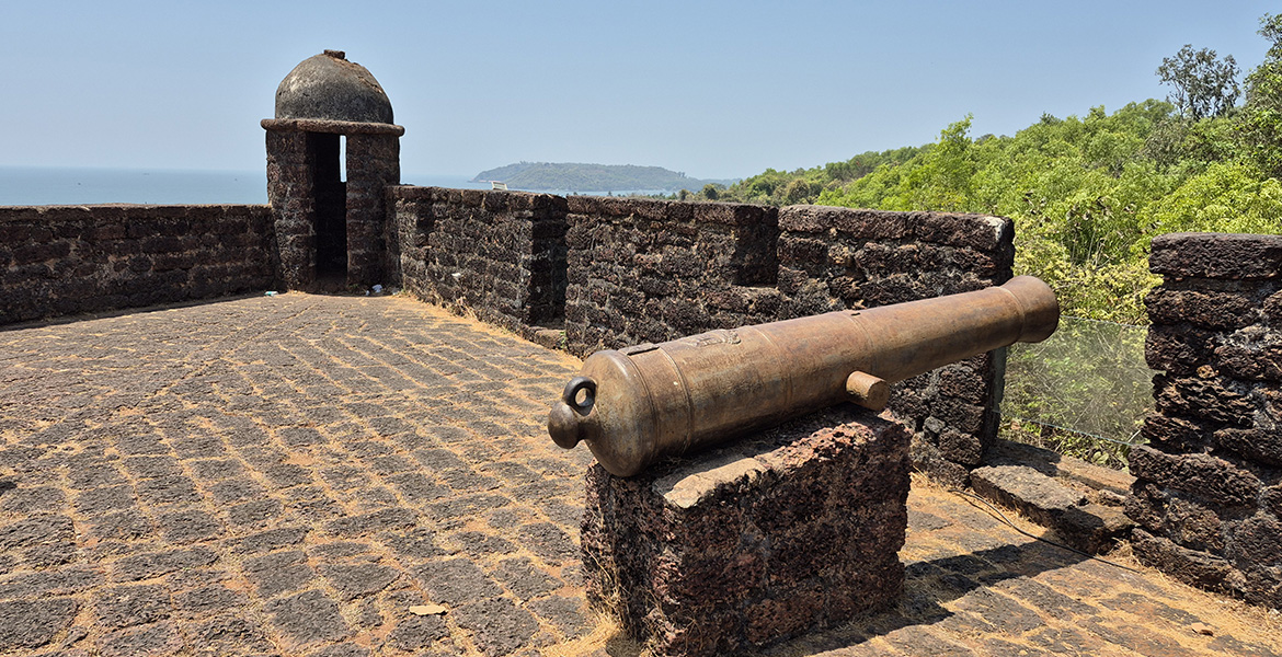 Historic cannon at Reis Magos Fort in Goa