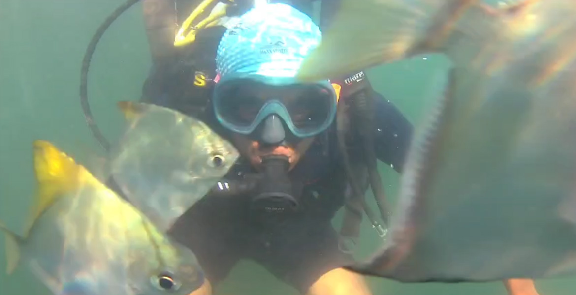 Scuba diver underwater in Goa