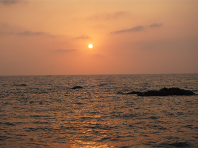 Sunset over the sea at Vagator Beach, Goa