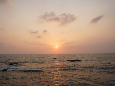 Sunset over the sea at Vagator Beach, Goa