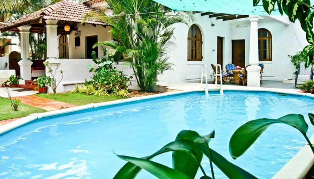 Exterior view of private pool at Casa Maya in Candolim, Goa 